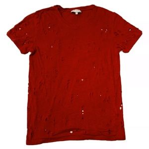 IRO 100% Linen T-Shirt Clay Distressed Red Small